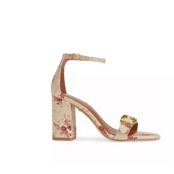 NEW Coach Tan Floral Block Heel sz 9.5 - Picture 3 of 5